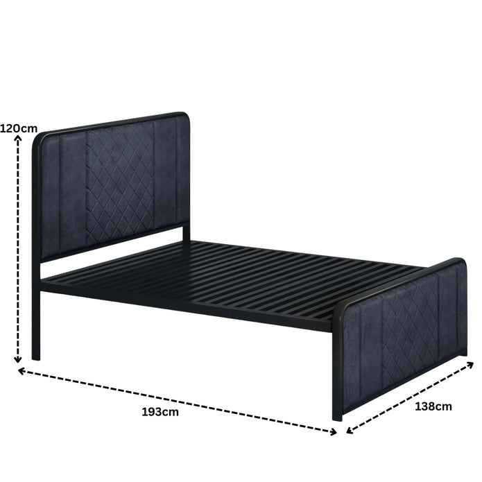 Elegant Channel-Tufted Upholstered Metal Bed.