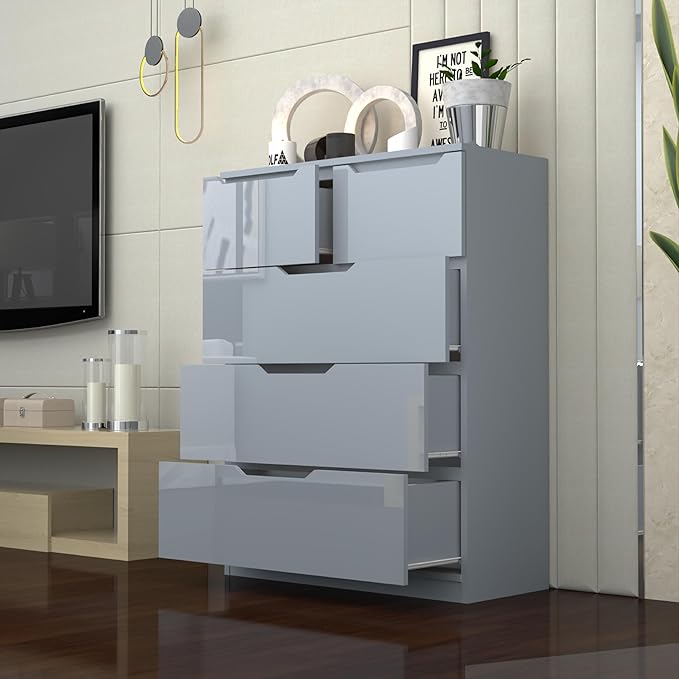 3+2 High Gloss Chest of Drawers