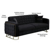 Modern Velvet Sofa BED with Chrome Metal Legs .