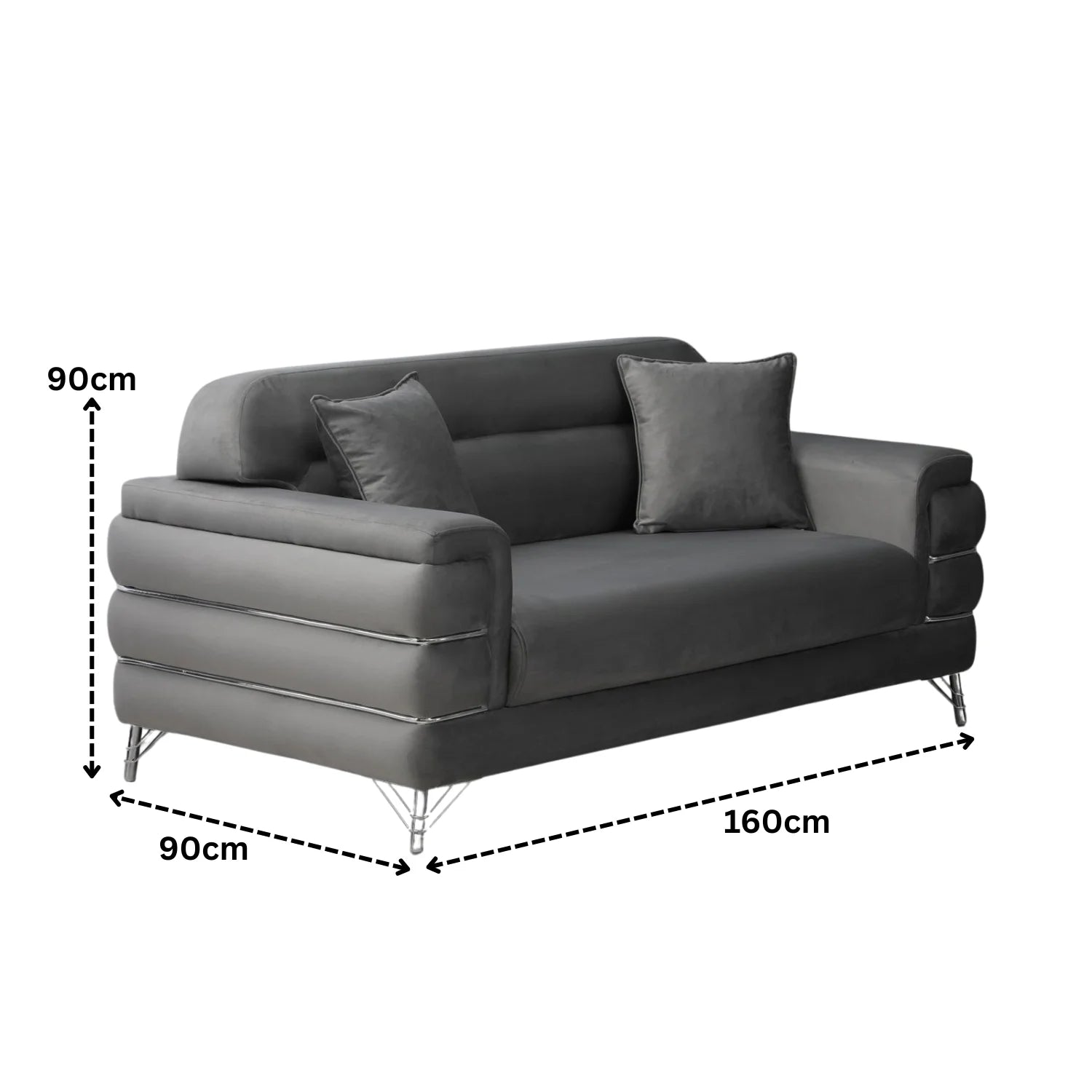 Modern Fabric Sofa Set with Chrome Metal Legs .