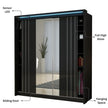 Porto 2 Doors Wardrobe | COLOR: Black | SIZE: 165cm