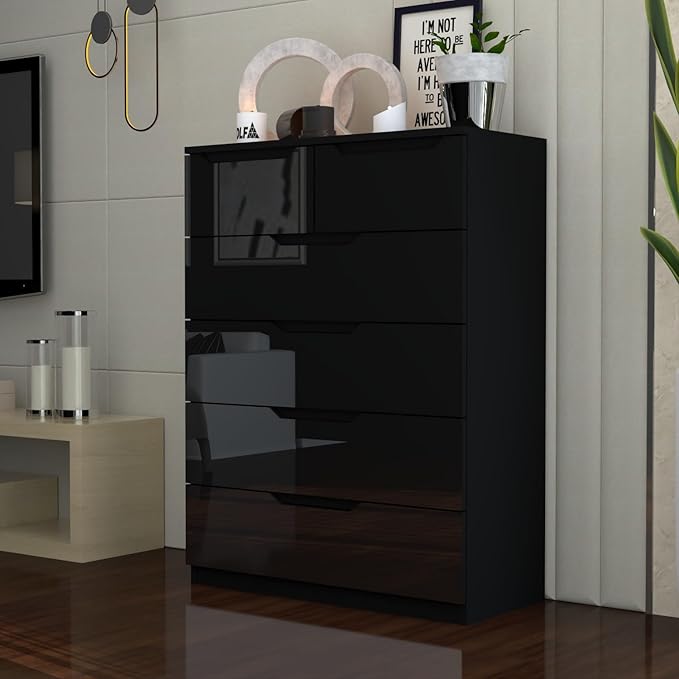 Urban Furnishing Modern 4+2 Deep Drawer-High Gloss White Dresser 140H
