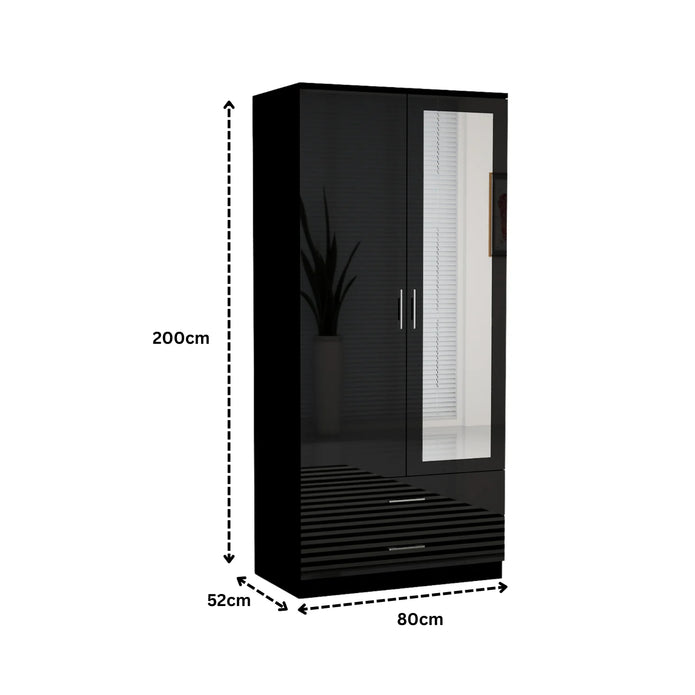 Mirror 2 Doors High Gloss Wardrobe