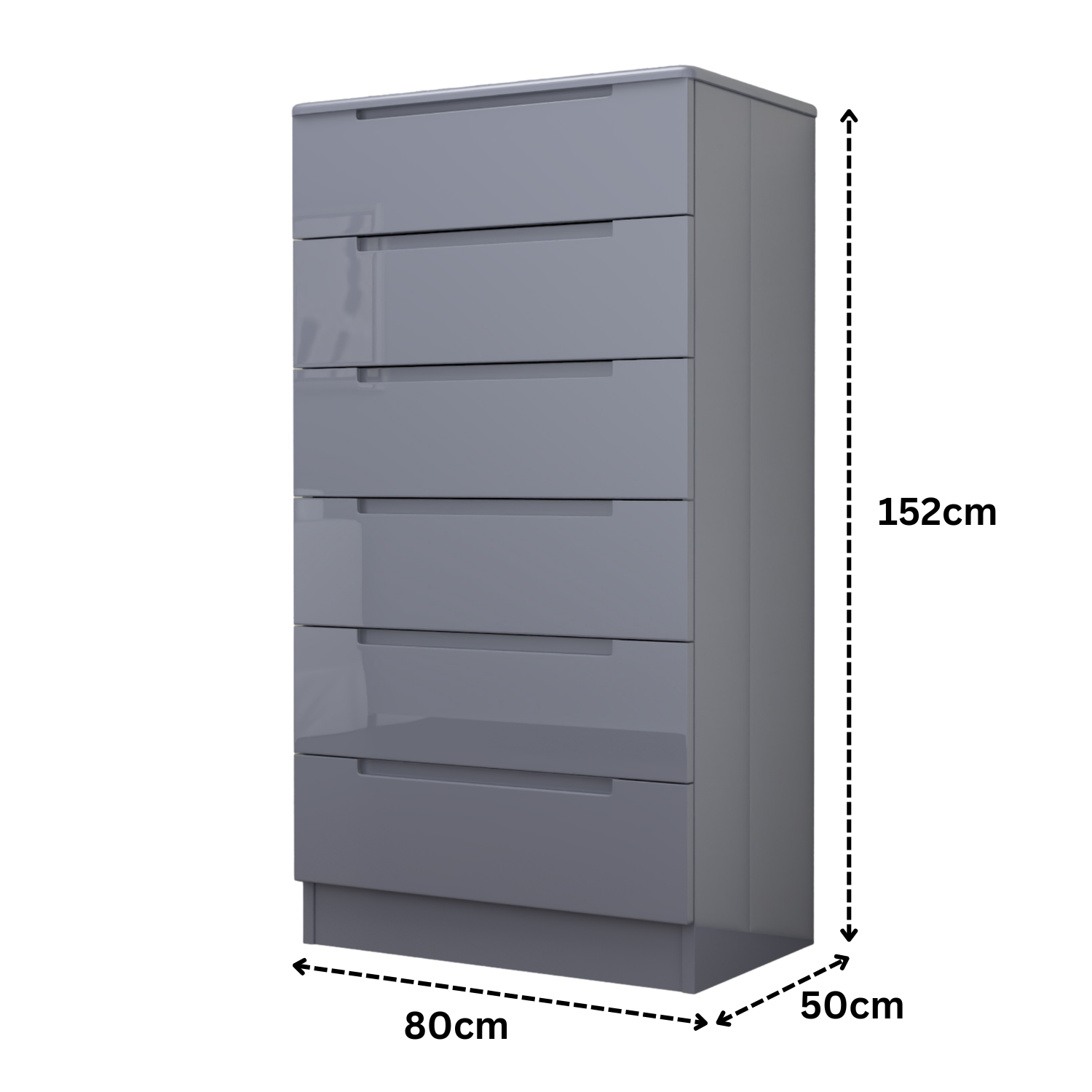 URBAN FURNISHING Modern 6-Deep Drawer Chest 50D x 80W x 152H