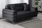 Modern Fabric Sofa Set with Chrome Metal Legs .