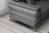 Modern Fabric Sofa Set with Chrome Metal Legs .