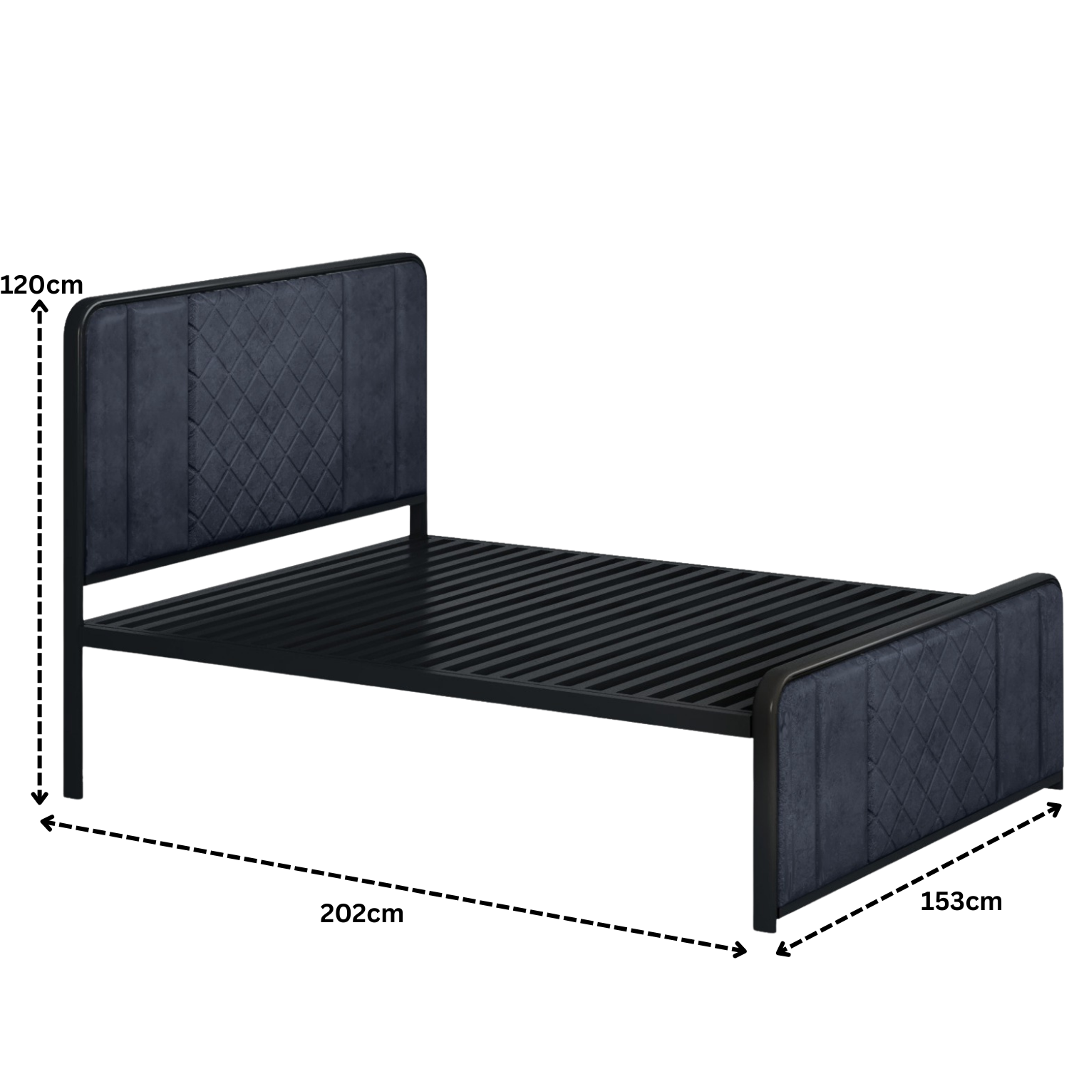URBAN FURNISHING Modern Metal Bed Frame with Upholstered Headboard & Footboard – with Diamond Stitchin & Welded Base