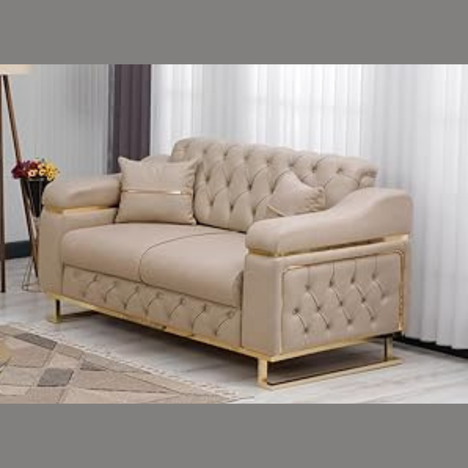 Modern Velvet Sofa Couch with Rollover Bed with Chrome Metal Legs & Chrome Finishing – Contemporary Sofa Bed For Living Room.