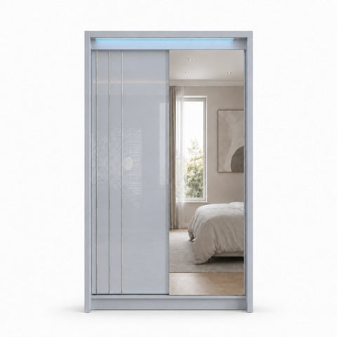 Porto 2 Doors Wardrobe | COLOR: Grey | SIZE: 125cm , 165cm