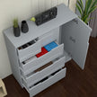 Modern High Gloss 5 Drawer Dresser with Side Hanging Cabinet