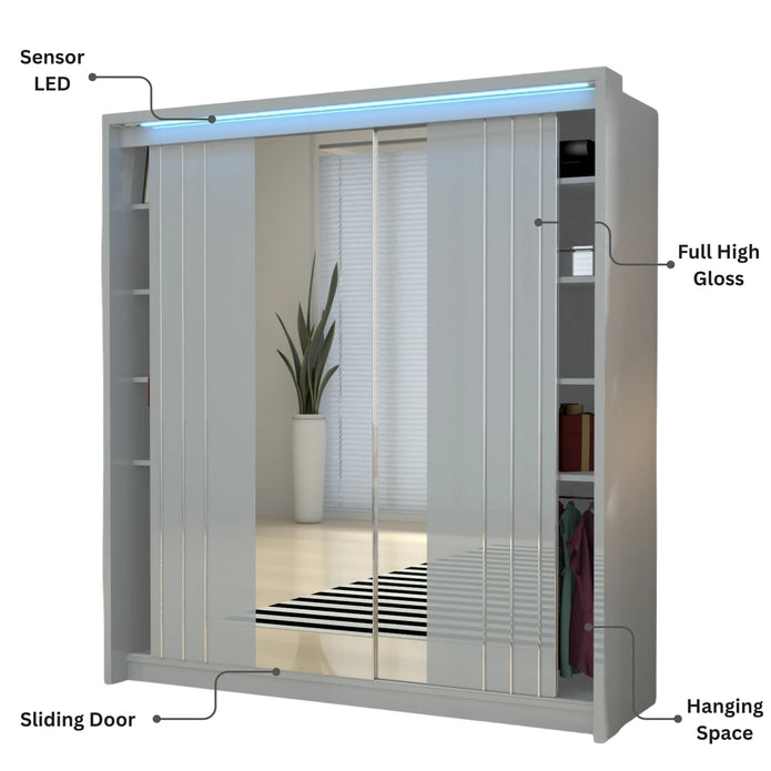 Porto 2 Doors Wardrobe | COLOR: Grey |  SIZE: 165cm