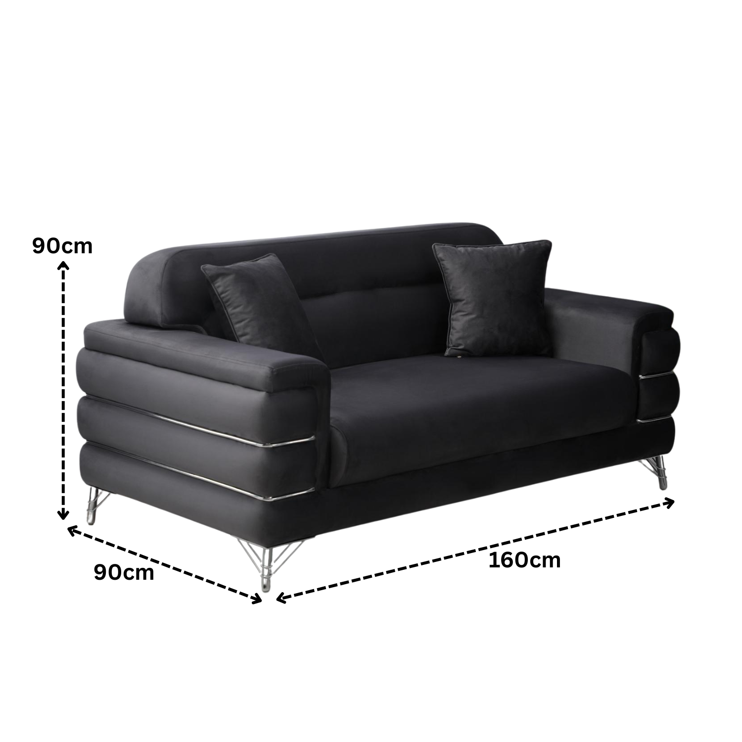 URBAN FURNISHING Modern Velvet Sofa Couch with Rollover Bed with Chrome Metal Legs & Chrome Finishing – Contemporary Sofa Bed For Living Room