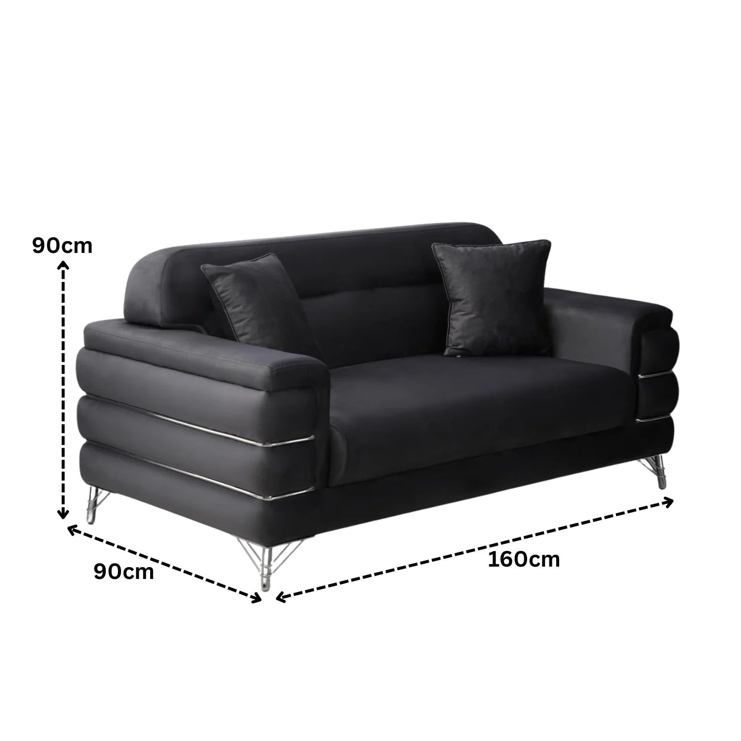 Modern Fabric Sofa Set with Chrome Metal Legs .