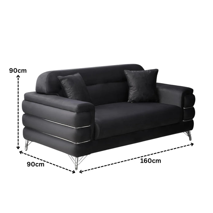 Modern Fabric Sofa Set with Chrome Metal Legs .