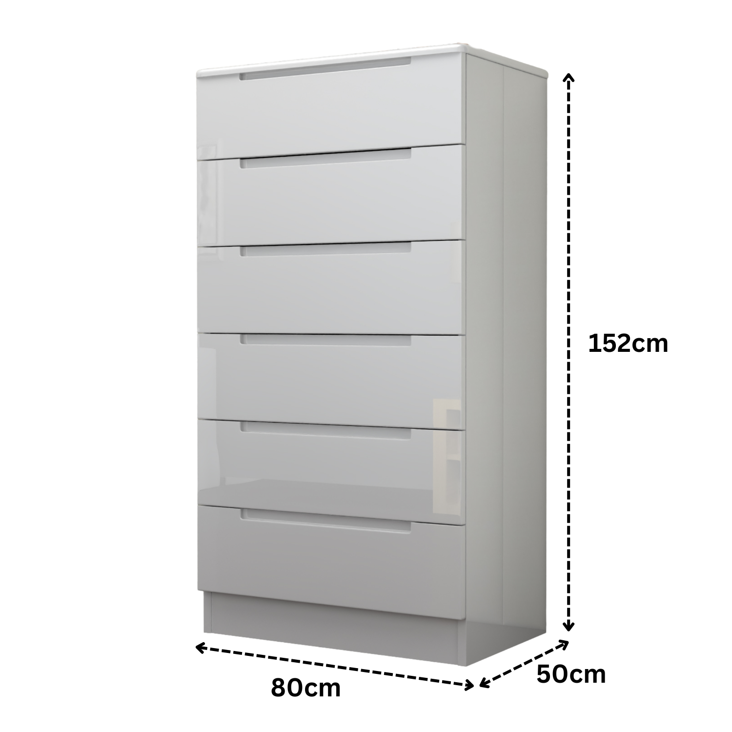 URBAN FURNISHING Modern 6-Deep Drawer Chest 50D x 80W x 152H
