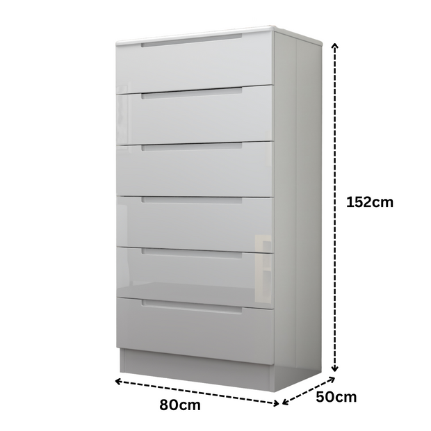 URBAN FURNISHING Modern 6-Deep Drawer Chest 50D x 80W x 152H