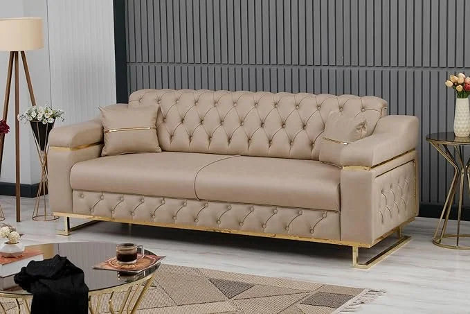 Modern  Sofa Bed with Chrome Metal Legs .