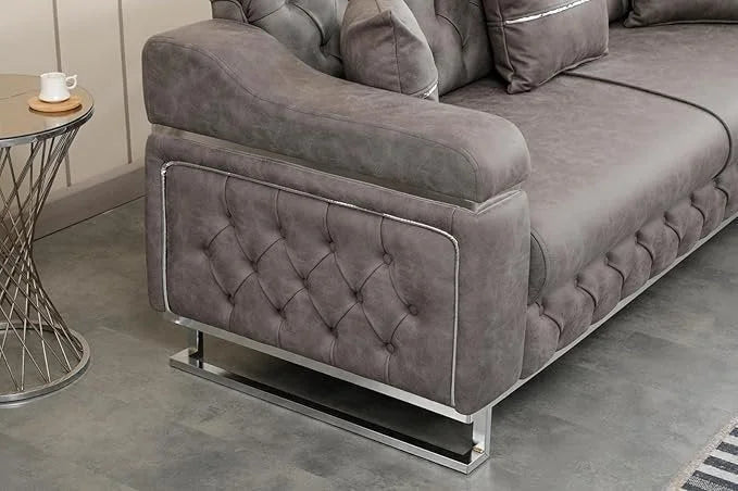 Modern  Sofa Bed with Chrome Metal Legs .