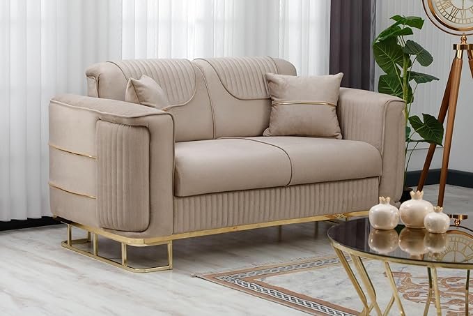 URBAN FURNISHING Modern Velvet Sofa Couch with Rollover Bed & Under Seat Storage with Chrome Metal Legs– Contemporary Sofa Bed For Living Room