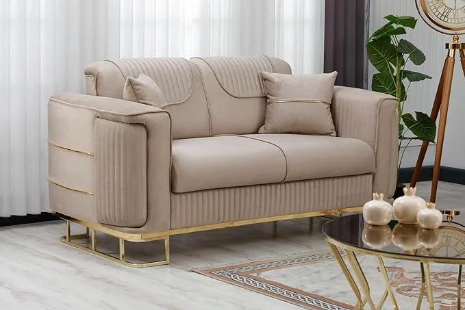 Modern Plush Velvet Sofa Set .