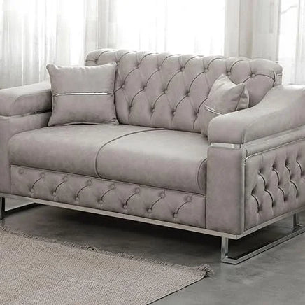 Modern  Sofa Bed with Chrome Metal Legs .