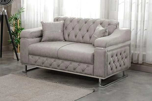 Modern  Sofa Bed with Chrome Metal Legs .