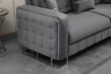 Modern Velvet Sofa BED with Chrome Metal Legs .