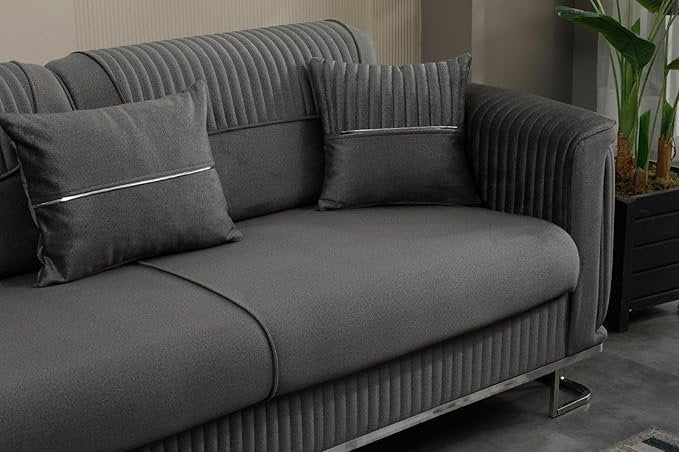 URBAN FURNISHING Modern Velvet Sofa Couch with Rollover Bed & Under Seat Storage with Chrome Metal Legs– Contemporary Sofa Bed For Living Room