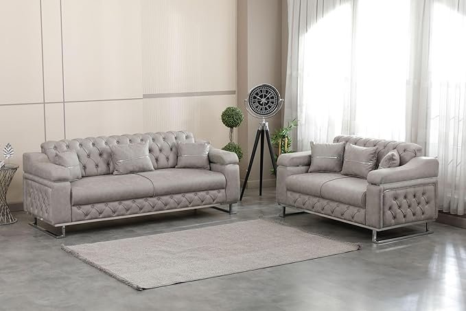 Modern Velvet Sofa Couch with Rollover Bed with Chrome Metal Legs & Chrome Finishing – Contemporary Sofa Bed For Living Room.