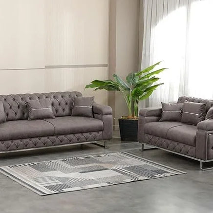 Modern  Sofa Bed with Chrome Metal Legs .