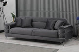 Modern Fabric Sofa Set with Chrome Metal Legs .