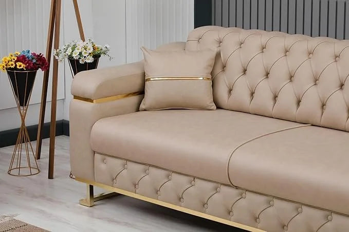 Modern  Sofa Bed with Chrome Metal Legs .