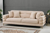 Modern Fabric Sofa Set with Chrome Metal Legs .