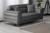 Modern Fabric Sofa Set with Chrome Metal Legs .