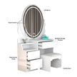 Oval LED Mirror Dressing Table With Padded Stool