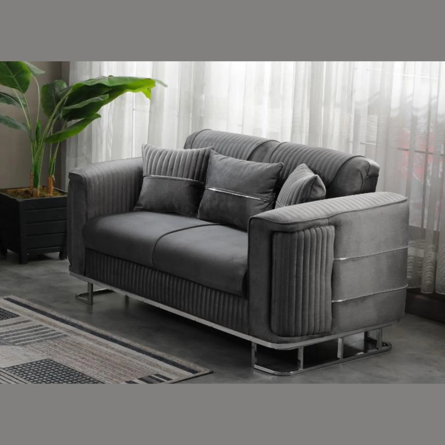 Modern Plush Velvet Sofa Set .