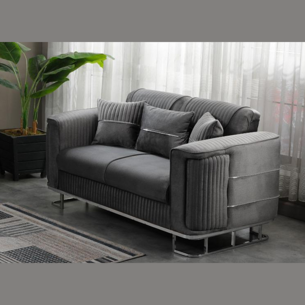URBAN FURNISHING Modern Velvet Sofa Couch with Rollover Bed & Under Seat Storage with Chrome Metal Legs– Contemporary Sofa Bed For Living Room
