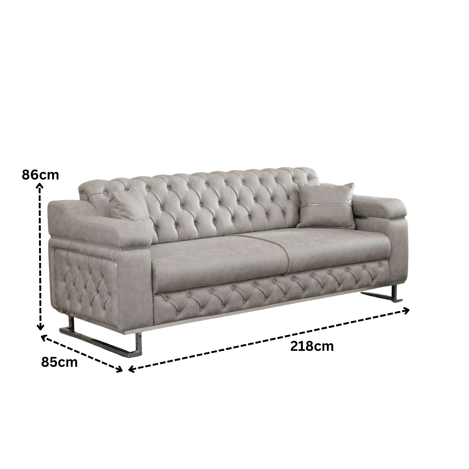 Modern Velvet Sofa Couch with Rollover Bed with Chrome Metal Legs & Chrome Finishing – Contemporary Sofa Bed For Living Room.