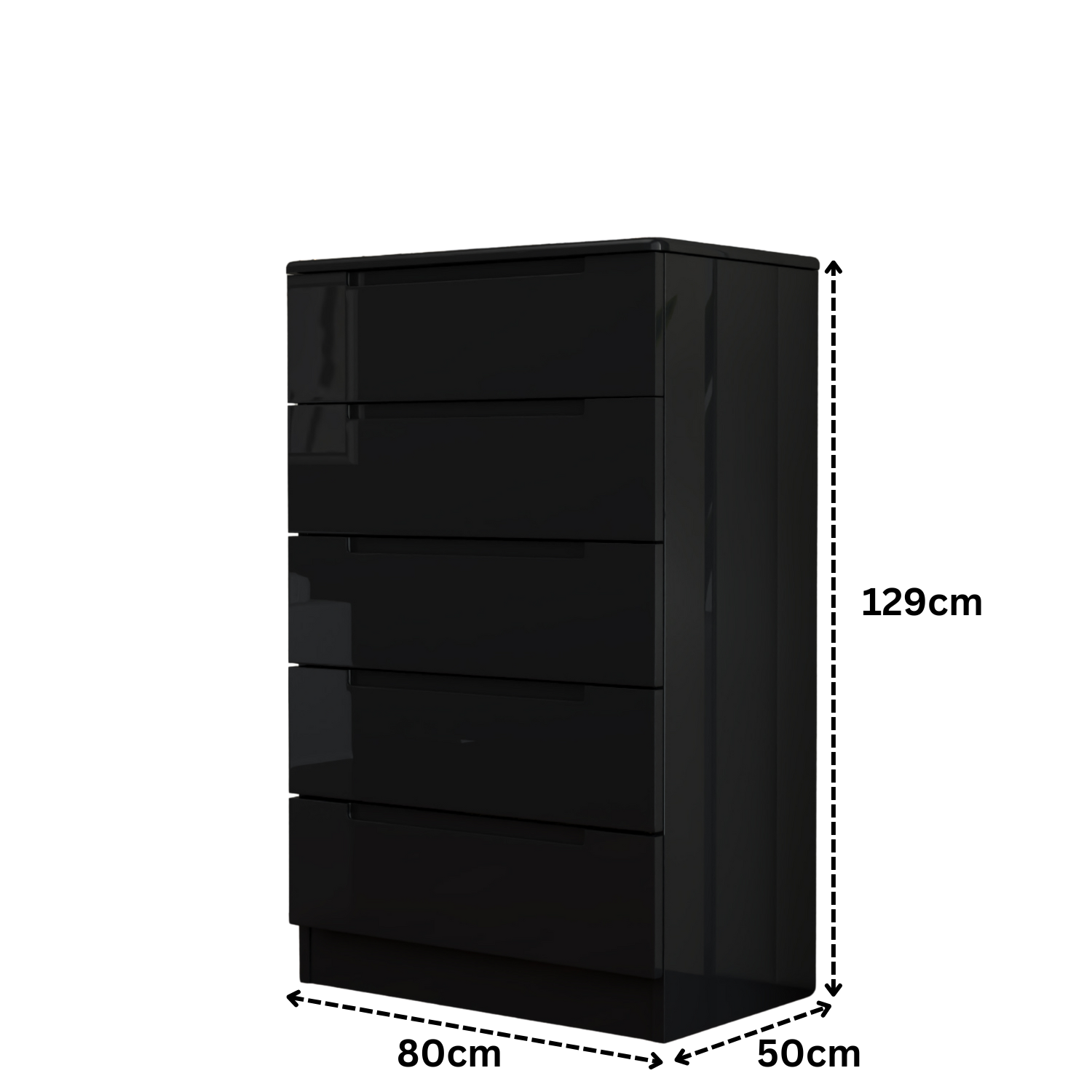 URBAN FURNISHING Modern 5-Deep Drawer Chest 50D x 80W x 129H