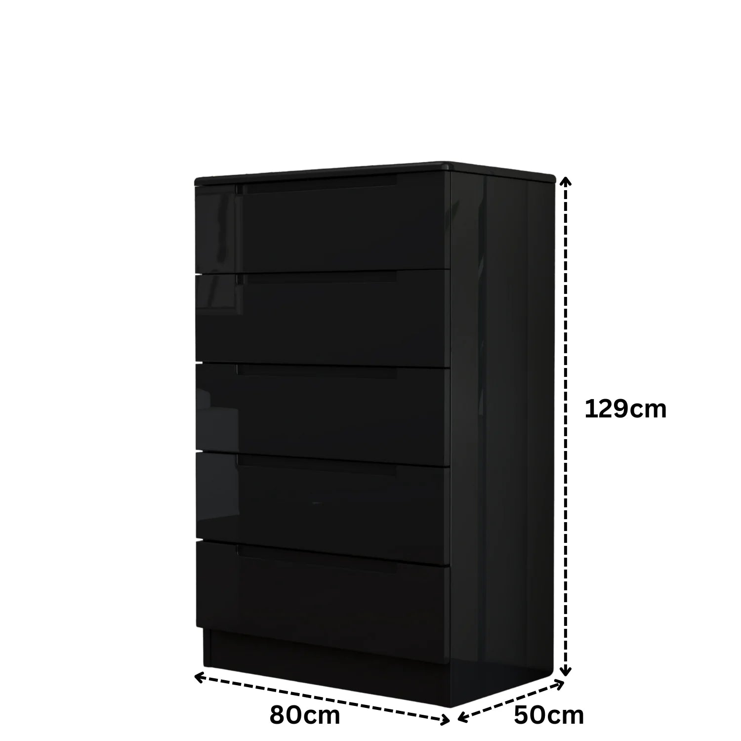 5 Tier High Gloss Chest of Drawers.