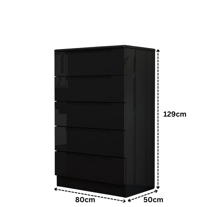 5 Tier High Gloss Chest of Drawers.