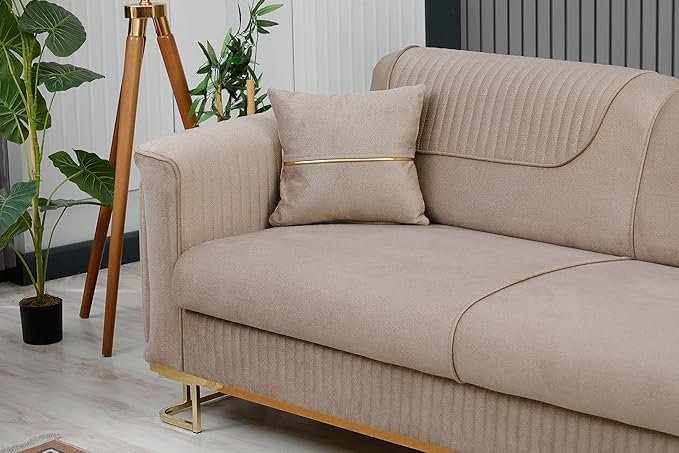 URBAN FURNISHING Modern Velvet Sofa Couch with Rollover Bed & Under Seat Storage with Chrome Metal Legs– Contemporary Sofa Bed For Living Room