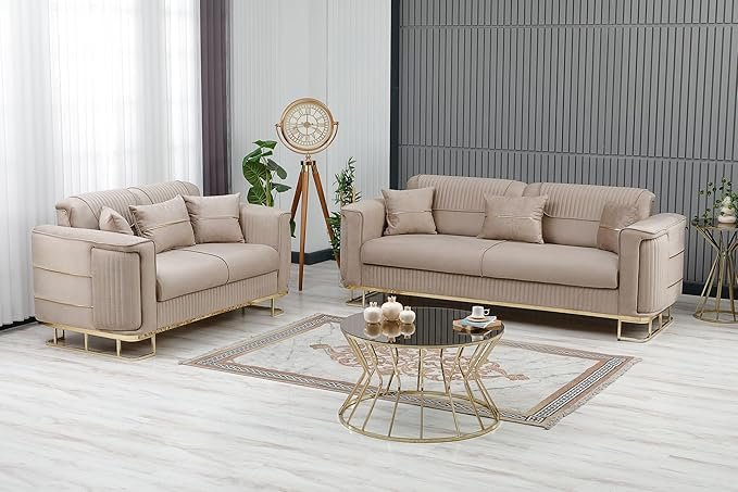 URBAN FURNISHING Modern Velvet Sofa Couch with Rollover Bed & Under Seat Storage with Chrome Metal Legs– Contemporary Sofa Bed For Living Room