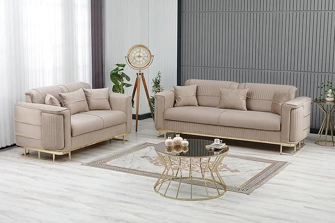 Modern Plush Velvet Sofa Set .