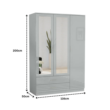 3 Doors High Gloss Wardrobe
