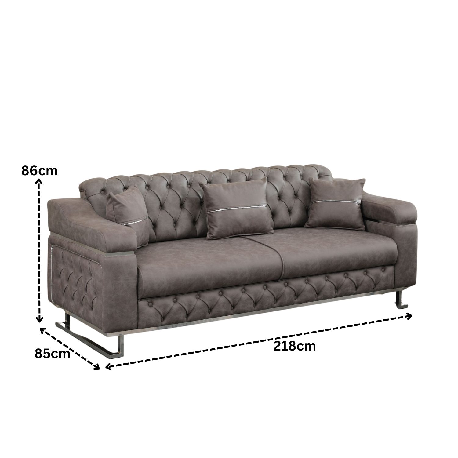 Modern Velvet Sofa Couch with Rollover Bed with Chrome Metal Legs & Chrome Finishing – Contemporary Sofa Bed For Living Room.