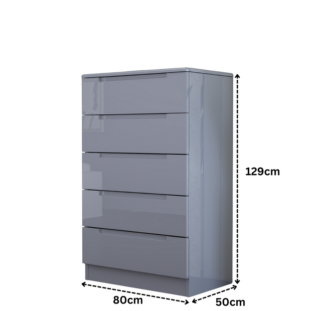 URBAN FURNISHING Modern 5-Deep Drawer Chest 50D x 80W x 129H