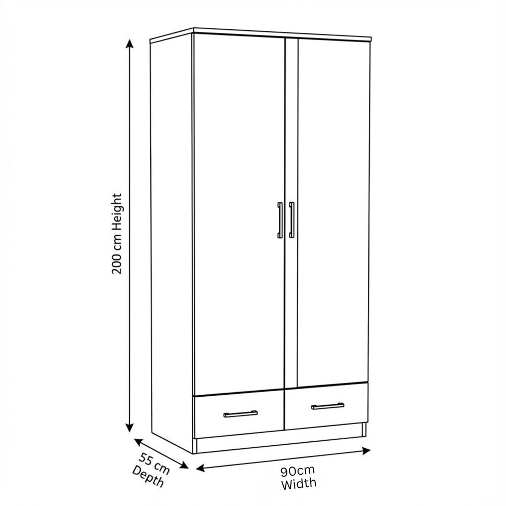 Verona 2 Door Wardrobe Dimensions & Specs