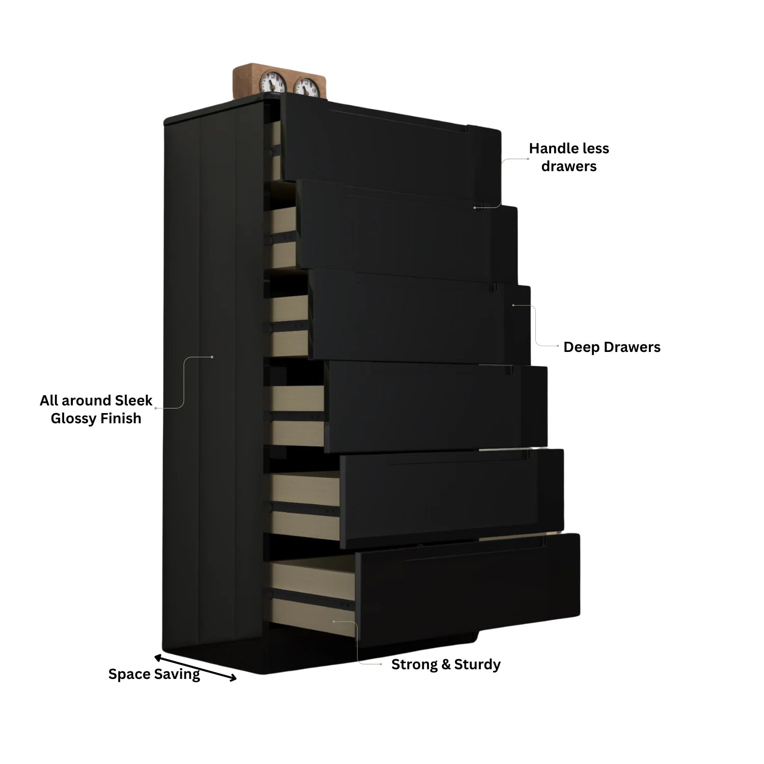 URBAN FURNISHING Modern 6-Deep Drawer Chest 50D x 80W x 152H