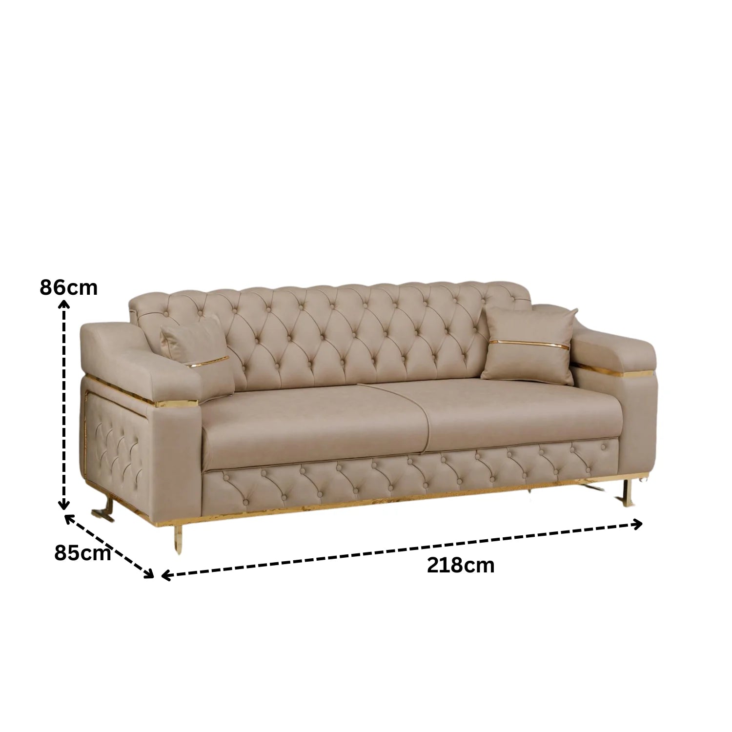 Modern  Sofa Bed with Chrome Metal Legs .